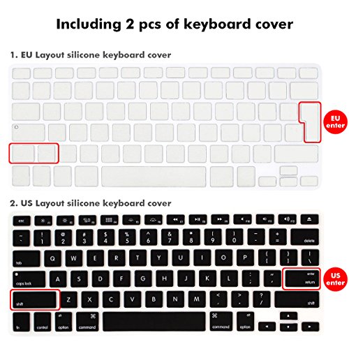 MacBook Air 11 Hülle Schale, iNeseon Ultra Slim Gummierte Hartschale Tasche Cover Shell, US schwarz und EU Transparent Tastatur Abdeckung Schutzhülle für Apple MacBook Air 11.6 Zoll [Modell:A1370 und A1465] (Schwarz) - 4