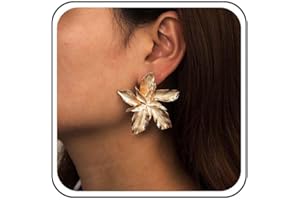 Inateannal Orecchini A Fiore Grande Orecchini Pendenti A Fiore D'oro Orecchini A Perno In Metallo Orecchini A Petalo In Metallo Orecchini Di Dichiarazione Esagerati Gioielli Per Donne E Ragazze