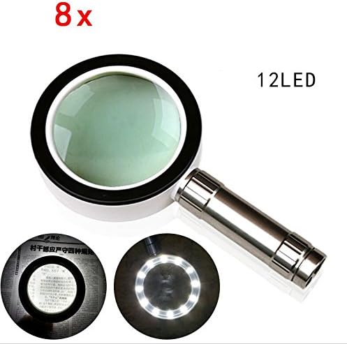 QUSER Read Magnifying Glass_12Led Light Double Eyeglass Hand-Held Reading Magnifier Magnifying Glass,Reading Books,Newspaper, Maps, Coins, Jewelry, Hobbies &amp; Craft
