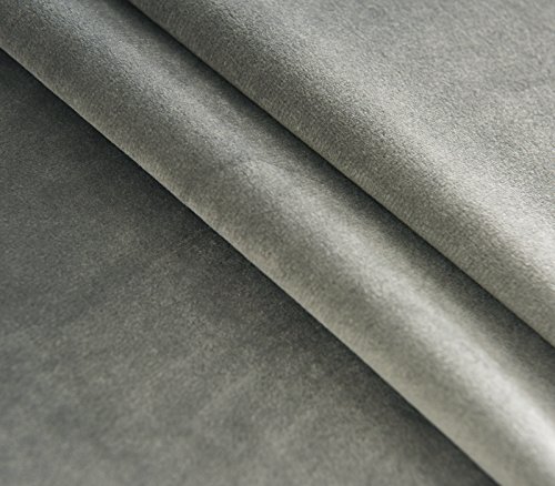 WOLTU® #490 Gardinen Vorhänge blickdicht mit Ösen , ULTRA schwere beflockte Thermogardine Verdunkelungsgardine , Plüschvorhang Verdunkelungsvorhang Ösenschal , 135×245 cm , Hellgrau - 6