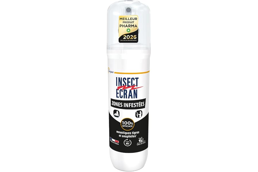 INSECT ECRAN - Anti-moustiques Zones Infestées - Efficacité 8h - Spray répulsif peau - Protection contre les piqûres de moust
