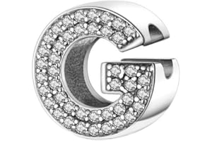 BEEUVIP Ciondolo con Lettera Dell'alfabeto in Argento Sterling 925 Charm Bead con A alla Z Pendente con Zirconia Cubica Compatibile con Pandora e Europei Bracciale Collane da Donna
