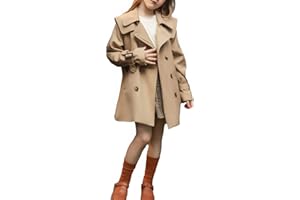amropi Niña Gabardina Abrigo con Cinturón Manga Media Chaqueta por 4-17 años