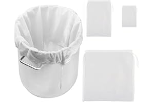 Firavggu 4 Pieza Bolsas de filtro de cerveza Nylon Bolsas Coladoras de Malla 200 Micro Fina Blanca con Cordón Reutilizables Bolsa de Filtro de Cerveza Filtrantes para Sidra de Frutas, Manzana, Yogurt