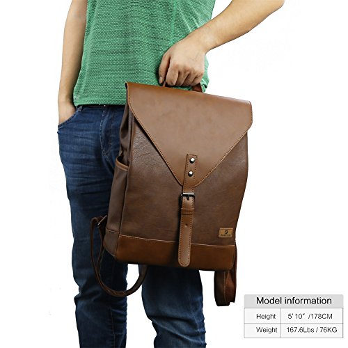 Koolertron Retro Kunstleder Vintage Fashion Unisex School Student Laptop 14   Rucksack Wanderrucksack Hiking Backpack Damen Herren Schultertasche PU R