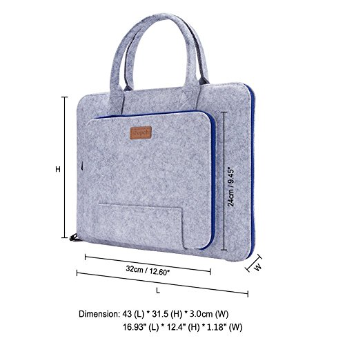 Ropch 17,3 Zoll Notebooktasche Filz Laptop Tasche 17 Zoll Hülle Sleeve Schutzhülle für Acer / Asus / Dell / HP / Lenovo – Grau & Blau - 2