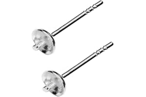 My-Bead 1 Paio Orecchini a Perno con Piatto Argento 925 Senza Nichel 14mm per Gemme e Perle Alta qualità da gioielliere DIY