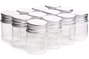 Amorar 12 Stück 15ML Mini Transparente Glas Flaschen Leer Kleine Kunststoff Flaschen mit Schraubverschluss Ölflaschen Ampullen Probe Gläser Laborfläschchen Befüllbarer Behälter