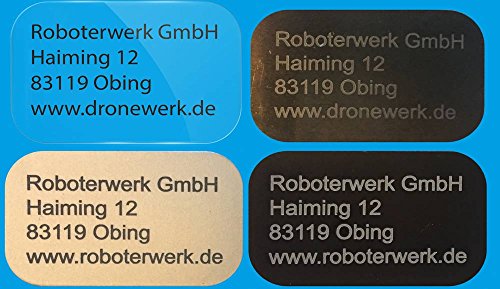 Preisvergleich Produktbild Roboterwerk Drohnen-Kennzeichen aus Glas, Titan oder Aluminium, Drohnenplakette, Plakette Quadrocopter, Kennzeichen Drohne, Drohnenkennzeichen, Drohnen Kennzeichnung, Drohnenkennzeichnung, Modellflug