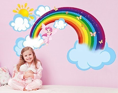 Wandsticker Regenbogen Elfe B x H: 65cm x 40cm von Klebefieber®