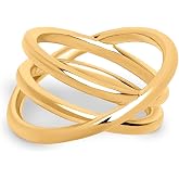 SINGULARU - Trinity Ring - Solid Ring - Brass Ring with 18 Kt Gold Plated Finish - Jewelry for Women - Made in Spain - Variou