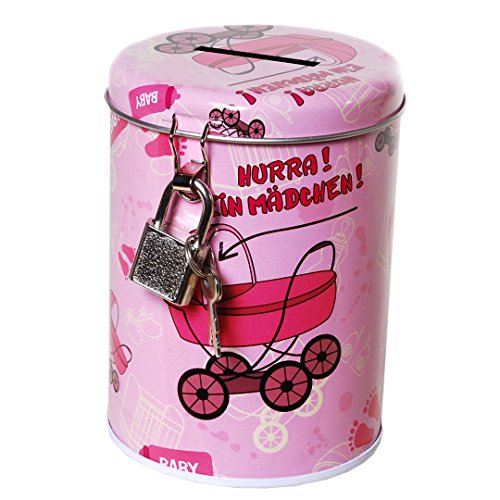 Spardose "Hurra! Ein Mädchen" mit Schloss