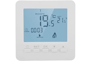 RAGUSO 5 Thermostat ABS et Thermostat numérique Intelligent en Plastique LCD programmable pour la Famille d'accueil en 3,39 x 3,39 x 1,14 Pouces