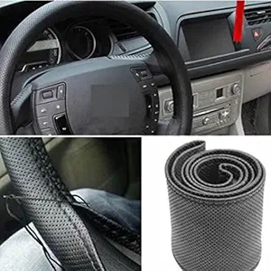 BIGZOOM Art Leather Breathable Fabric Black Car Steering Wheel Cover for Honda Accord ZX