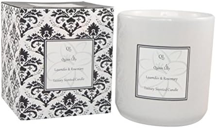 Quinn lilly Ceramic Soy Wax Candle, Lavender &amp; Rosemary, 50 hours Burn Time, Best Value For Money Scented Candle In Jar