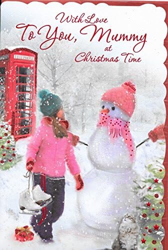 TO YOU MUMMY CHRISTMAS CARD**GIRL,SNOWMAN,POSTBOX**SENTIMENTAL VERSE**LARGE 11 X 7 INCHES**CR7