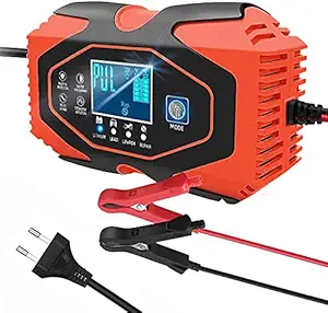 STHIRA Car Battery Charger, 6A 12V/3A 24V Car Battery Charger Charges, Automotive Smart Portable Battery Charger Maintainer for Car, Motorcycle, Lawn Mower and More, Red