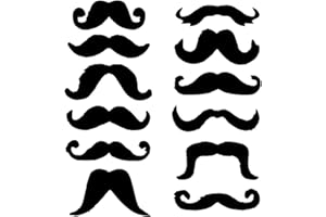 JEZIORO 12 Pcs Fake Moustache,Mustache Fancy Dress,Stick On Mexican False Moustaches,Adults Kids Black Beards and Eyebrows,moustache Mustaches Sideburns Goatee Set,CowboyCostume Accessories Moustach Party