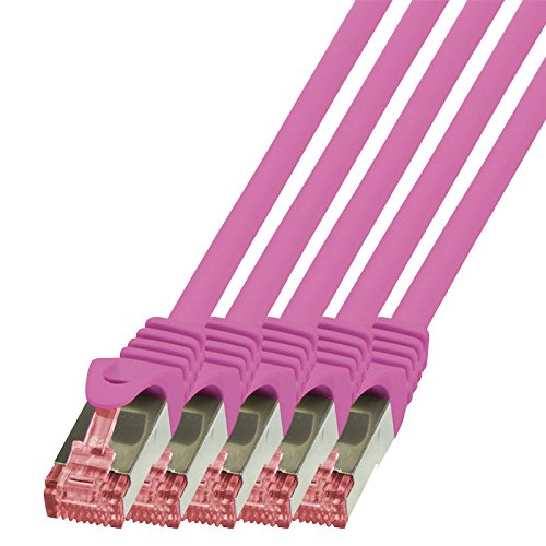 BIGtec - 5 Stück - 1,5m Netzwerkkabel Patchkabel Ethernet LAN DSL Patch Kabel Gigabit magenta ( 2x RJ-45 Anschluß , CAT6 , doppelt geschirmt ) 1,5 Meter