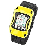 Taffstyle Kinder Armbanduhr Silikon Sportuhr Bunte Uhr Stoppuhr Auto Motiv mit Alarm Digital Quartz Gelb
