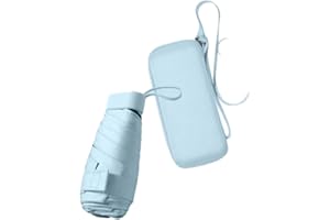 Ruspela Składany parasol podróżny, mały kompaktowy parasol na słońce i deszcz, wiatroszczelny parasol UV z etui na zamek błyskawiczny dla kobiet dziewcząt