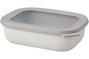 Mepal - Multi Bowl Cirqula Rectangular - Contenitori Plastica con Coperchio - Adatto come Contenitore Ermetico per Frigo, Microonde, Congelatore da Portata - Ciotole Cucina - 1000 ml - Nordic White