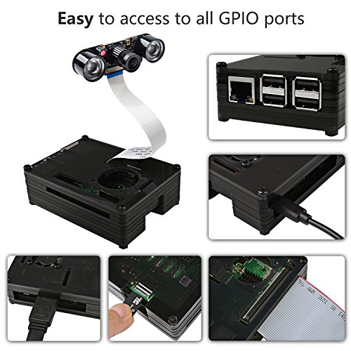 Smraza Raspberry Pi 3 b  Caja con 5V 2 5A Cargador con Conector ON Off   Ventilador   3 x Disipador de Calor para Raspberry Pi 3 2 Model b  b Case  sin Raspberry Pi 