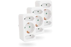 ABSINA greate 3 x potrójne wtyczki do gniazdka elektrycznego do 3500 W – rozdzielacz 3-drożny, potrójny wtyk do gniazdka, 3-krotny adapter gniazdka, 3-krotny adapter wtykowy, wtyczka wielokrotna