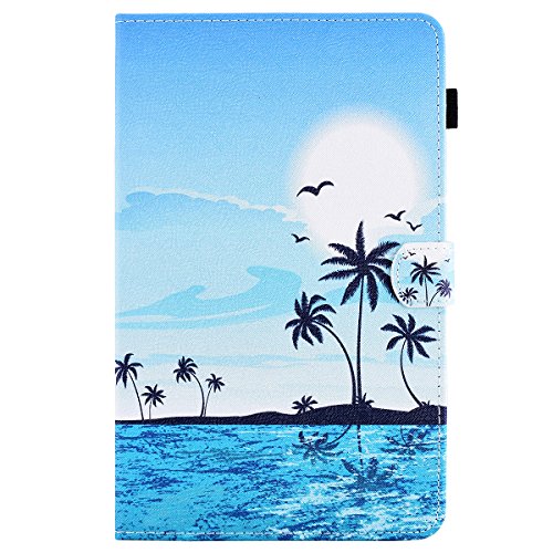 HB-Int 3 in 1 Standfunktion Hülle für Samsung Galaxy Tab E SM-T560 9.6″ Flip PU Leder Schutzhülle Blau Meer Wallet Case Brieftasche Kartenfächer Ledertasche Magnetverschluss Schale Beschützer Haut Lederhülle Book Style Holder New York City Etui Protective Cover Dünn Slim Cover Bumper Zubehör mit Stylus Pen + Staub Steckere - 2