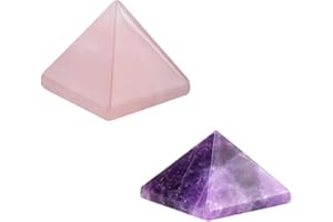 mookaitedecor Natural Rose Quartz & Amethyst Crystal Pyramid,Healing Stone Energy Chakra Balancing Decoration Reiki Figurine Ornament