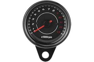 OUTBIT Motorrad Drehzahlmesser - Universal 12V Vintage Motorrad Drehzahlmesser LED Hintergrundbeleuchtung Auto Zubehör schwarz