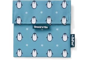Roll'eat ® | Porta Sandwich Reutilizable, Bolsa Ecológica sin BPA, Porta Bocadillo de Color Penguin - Snack'n'Go Animals