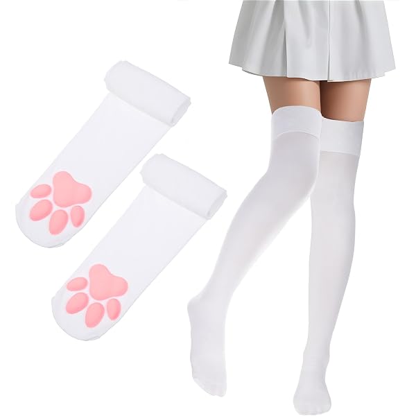 Calzini Alti Con Zampe Di Gatto 3D - Morbidi, Elastici, Con Suola In Silicone Antiscivolo, Perfetti Per Cosplay E Casa