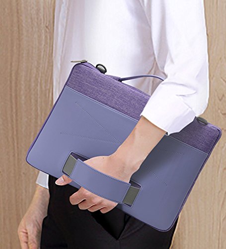 MOSISO Polyester Gewebe Beweglicher Multifunktions Laptop Hülsen Schulter Beutel mit Zurück Handy Strap für 13-13.3 Zoll MacBook Pro, MacBook Air, Notebook Computer, Lila - 4