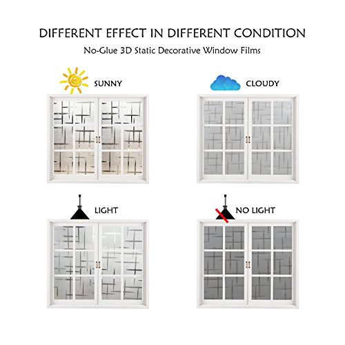 CottonColors statische 3D Fensterfolie, ohne Klebstoffe Sichtschutzfolie, milchige Dekofolie, 2 x 6,5 ft. (60 x 200 cm), 3 x 6,5 ft. (90 x 200 cm) - 3