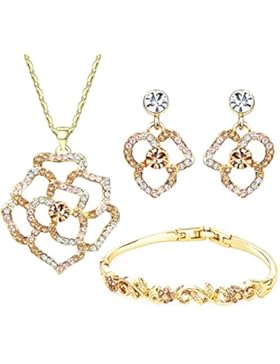 Neoglory Jewellery 14 K Gold Schmuckset mit Swarovski® Elements Strass Blume