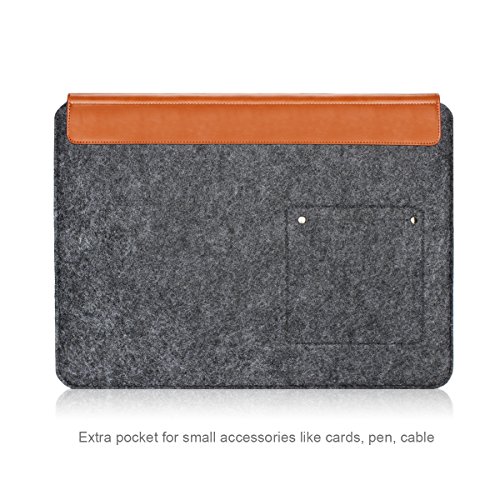 Arvok 15-15 6 Zoll MacBook Pro Vintage Envelope Dunkelgrau Laptoph  lle Notebooktasche Laptoptasche Filz   Leder Mit Extra Ladeger  t Tasche Schutzh  