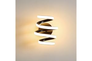 SENQIU Applique a Parete Led 20W, Nero Creatività Lampada a Spirale da Parete in Metallo Alluminio 3000K Bianco Caldo Lampada a Muro Interni per Camera da Letto, Corridoio, Salotto, Bar, Non Dimmerabile