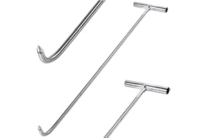 DORCCSI Manhole Hook, 15" Heavy-Duty Stainless Steel T-Shape Manhole Cover Hook with Thick Handle for Drain Grate, Roll-Up Door Door Opener Tool Water Meter Key Cover Lifter