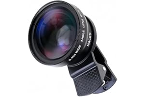 SOLRYN 2 en 1 Kit d‘Objectif pour Smartphone, Kit Objectif pour Téléphone Portable avec Macro 12,5X Grand Angle 0,45X, Objectif Universel pour iPhone, Samsung Galaxy, Xiaomi