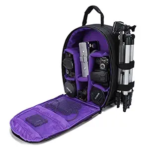 G-raphy Camera Bag Camera Backpack with Rain Cover for DSLR Cameras, Lens, Tripod and Accessories (Purple, Small)