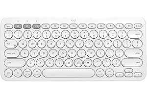 Logitech K380 Teclado Inalámbrico Multi-Dispositivos para Windows, Apple, iOS, Android, Chrome, Disposición QWERTZ Alemán, Blanco