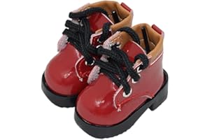 niannyyhouse Muñeca de peluche de 15 cm, zapatos de piel de tacón alto, longitud de 5 cm, accesorios de muñeca de 6 pulgadas (rojo)