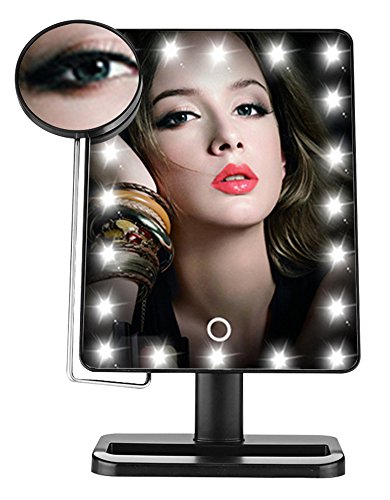 Cookey Beleuchtete Make up Spiegel Beleuchtete Eitelkeit Kosmetikspiegel mit Beweglichen 10x Vergrößerung 20 LED Ideal für Schlafzimmer Tischplatte Badezimmer Dressing Rasieren Reisen - 2