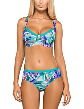 Lorin L3023/7 Bikini Completo Due Pezzi Liscio Fantasia Colorata Coppe Morbide - Fabbricato In UE