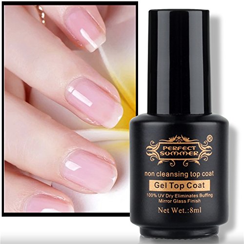 Perfect Summer Gel Nail Polish Non Cleansing Top Coat Non Sticky Surface Finish Super Shiny Manicure Clear Color 8ml