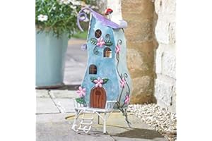 Garden Mile® Ornamenti da giardino impermeabili, decorazione per esterni, divertente, in metallo, dipinta a mano, resistente alle intemperie (Pixie Palace)