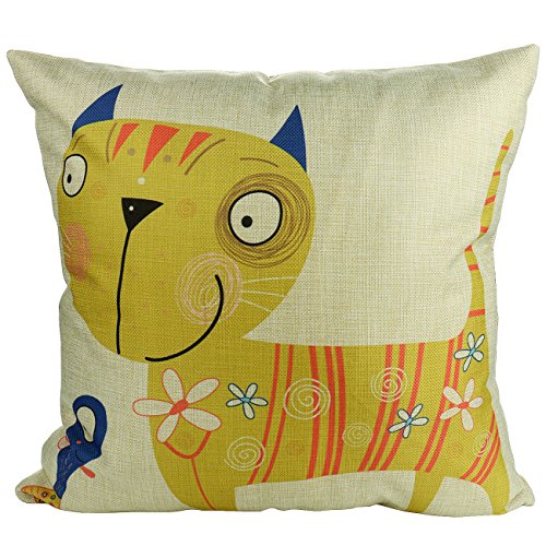 Luxbon 3er Set Cartoon Elefant Katze Muster Kissenbezug Lendenkissen Wurfkissenbezug Pillowcase Hause Auto Cafe Deko 18 x 18 “ - 4