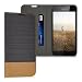 Produktbild kwmobile Hülle für Microsoft Lumia 650 - Bookstyle Case Handy Schutzhülle Textil mit Kunstleder - Klapphülle Cover Anthrazit Braun