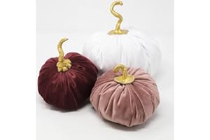 Declea Home Decor Zucche Decorative, Velluto, Glam, SET 1, 3 Pezzi